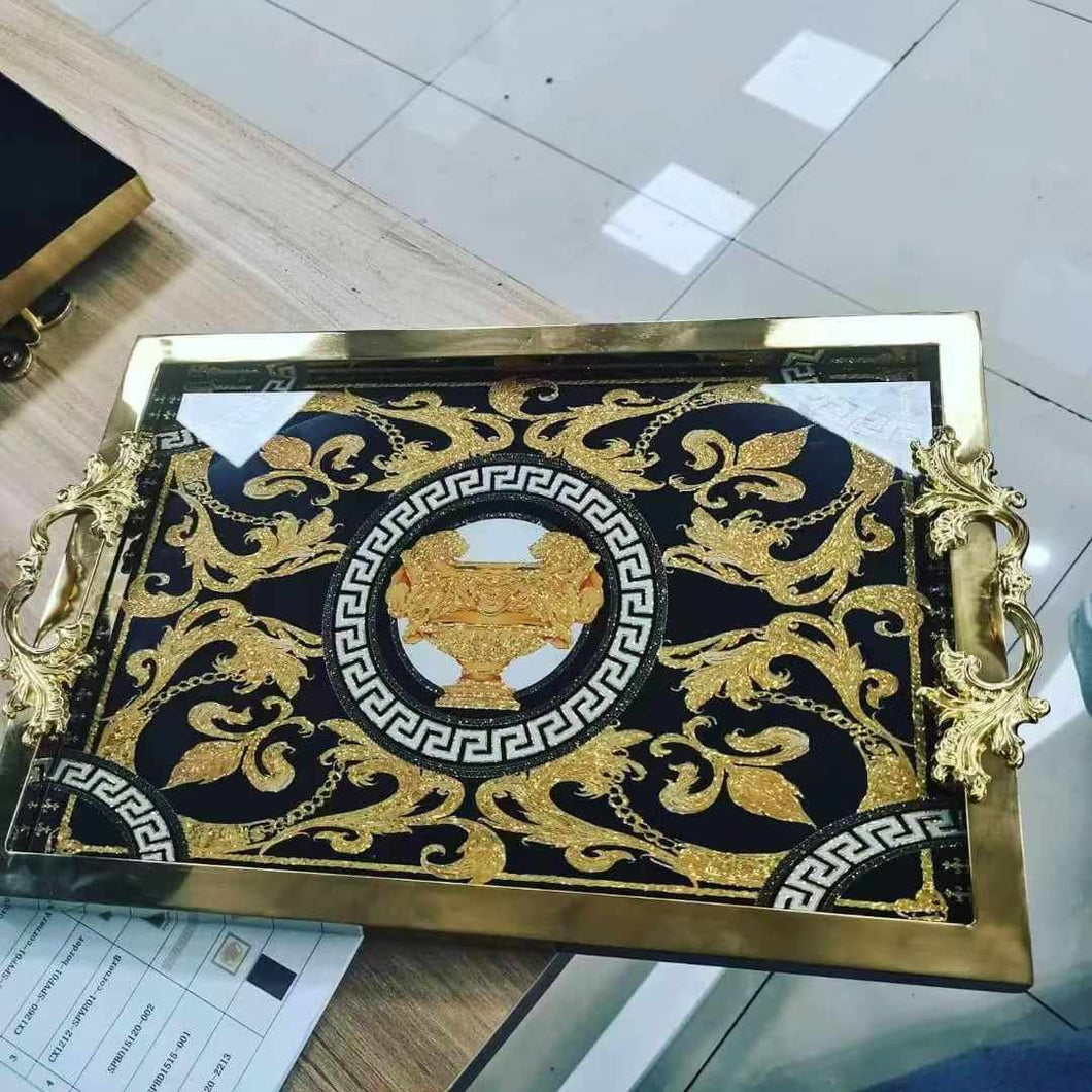 Black and Gold Medusa Versace Elegant Tray