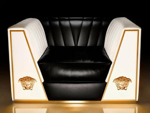 Luxury Sectional Settee Sofa White and Black Modern Versace Style