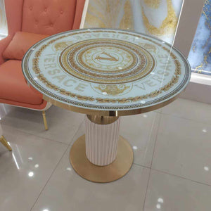 White and Gold Medusa Versace Round Coffee Table