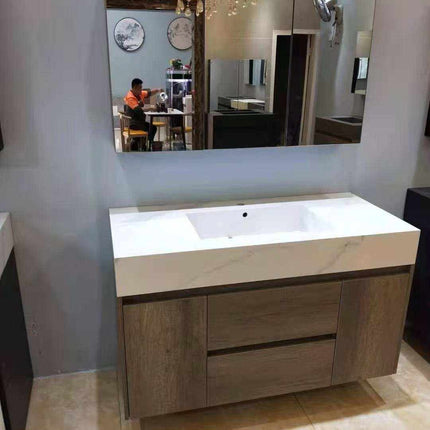 Combination Modern Slate Marble top Bathroom Cabinets With Built in Sink and Mirror Cabinet