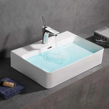 Cargar imagen en el visor de la galería, High Quality Table Top Hand Wash Sink Lavabo Rectangular Bathroom Sink Bowl White Ceramic Countertop Wash Basin
