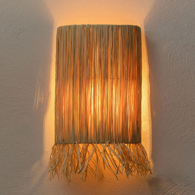 Wall Lamp with Iron & Raffia – Auto Color Rendering Decorative Light for Home & Office