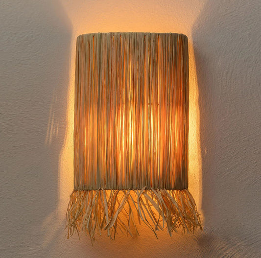 Wall Lamp with Iron & Raffia – Auto Color Rendering Decorative Light for Home & Office