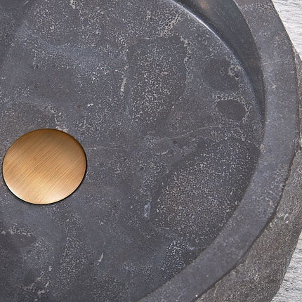 Évier de cuisine moderne en marbre gris italien – Bac cylindrique à tablier avant.