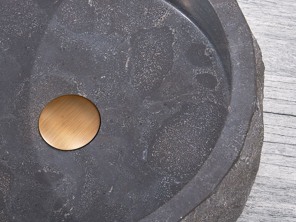 Modern Italian Grey Marble Kitchen Sink – Cylindrical Single Bowl Apron Front Natural Stone Wash Basin