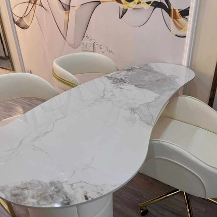 Luxury Irregular-Shaped Rock Slab Office Computer Desk Adjustable Study Reception Desk Chairs