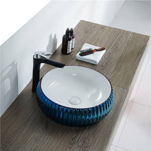 Load image into Gallery viewer, High-Quality Luxury Round Blue Electroplated Porcelain Countertop Sink – Artistic Bathroom Basin for Home and Hotel
