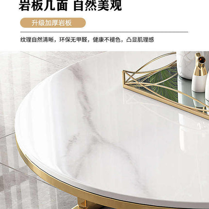 Luxury Marble Top Coffee Table | Modern Simple White Metal and Gold Nesting Tables | Contemporary Stone Panel Living Room Furniture Set