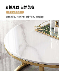 Luxury Marble Top Coffee Table | Modern Simple White Metal and Gold Nesting Tables | Contemporary Stone Panel Living Room Furniture Set