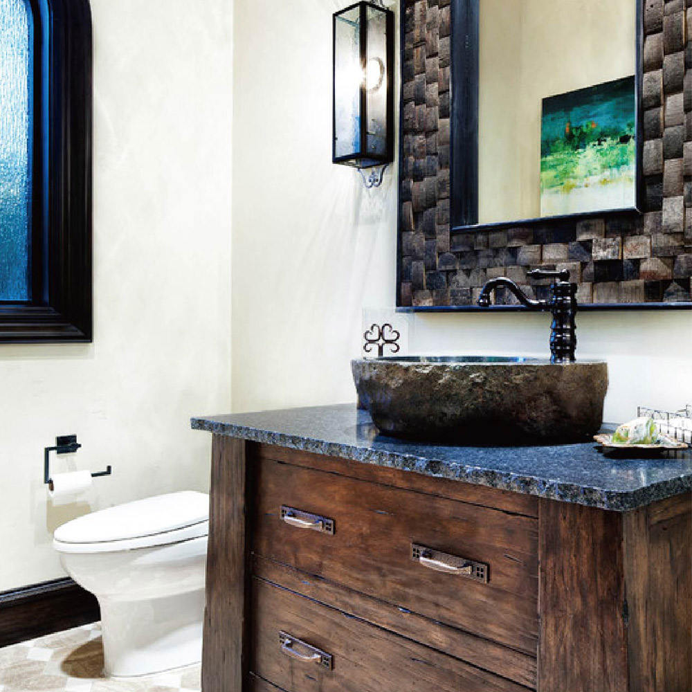 Black Natural River Stone Bathroom Sink – Handcrafted Stone Wash Basin for Rustic & Modern Interiors