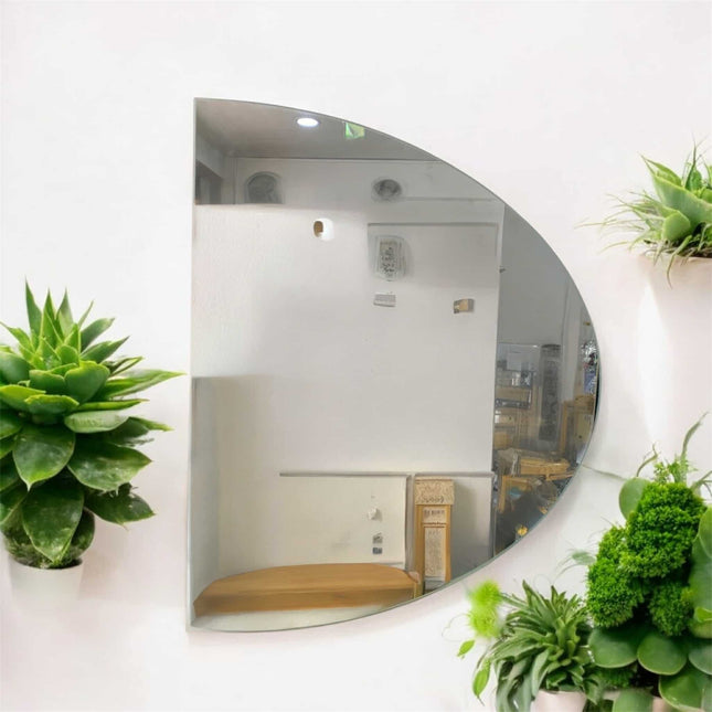 Led Mirror with Sensor Motion Moon Shaped Mirror 60x80cm Asymmetrical Wall Décor for a Stylish Space