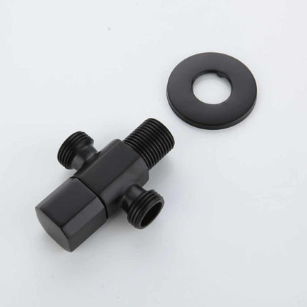 Curved Elegant Durable Solid Black Finish Double Angle Valves Made of Pure Brass Switch Valve for Bathroom Accessories Perfect for Toilet and Bath Fixtures in Color Black B