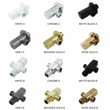 Curved Elegant Durable Solid Black Finish Double Angle Valves Made of Pure Brass Switch Valve for Bathroom Accessories Perfect for Toilet and Bath Fixtures in Color Black B
