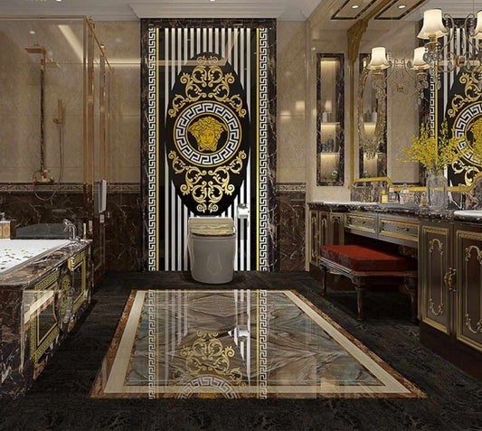 High End Versace Medusa Cornesa Tiles Size 120x240cm made of Porcelain Glass and Italian Tiles Ideally for Wall, Floor or Ceiling Accent