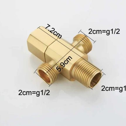 Brushed Gold Finish Curved Double Angle Valves Made of Pure Brass Switch Valve for Bathroom Accessories Perfect for Toilet and Bath Fixtures in Color Brushed Gold