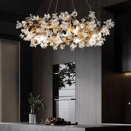 Elegant Floral Crystal Chandelier: A Touch of Luxurioud and Sylish Lighting Fixture for Modern Interiors