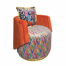 Lade das Bild in den Galerie-Viewer, Luxurious Blend of Iconic Versace Style and Modern Comfort, Featuring the Signature Medusa Emblem, Plush Velvet Upholstery, and a Whimsical, Multi-Colored Patterned Base
