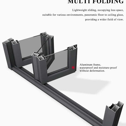 Sleek and Modern Folding Glass Door with Durable Aluminum Frame and Transparent Tempered Glass Panels for Stylish Interior Partitioning and Space Optimization