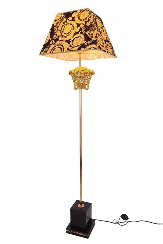 Black Gold Luxury Medusa Versace Light Shade with Long Desk Floor Lamp for Home Decoration