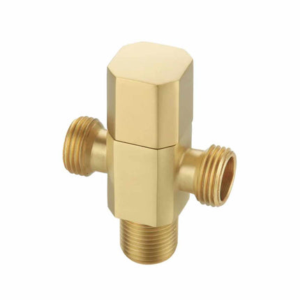 Brushed Gold Finish Curved Double Angle Valves Made of Pure Brass Switch Valve for Bathroom Accessories Perfect for Toilet and Bath Fixtures in Color Brushed Gold
