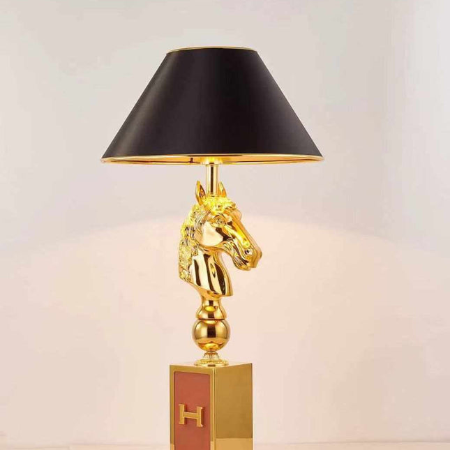 Luxury LED Table Lampshade Featuring a Horse Head Sculpture for Living Room