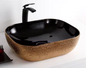 Modern Black & Gold Vessel Sink Chic Bathroom Upgrade with Textured Gold Exterior and Sleek Black Interior