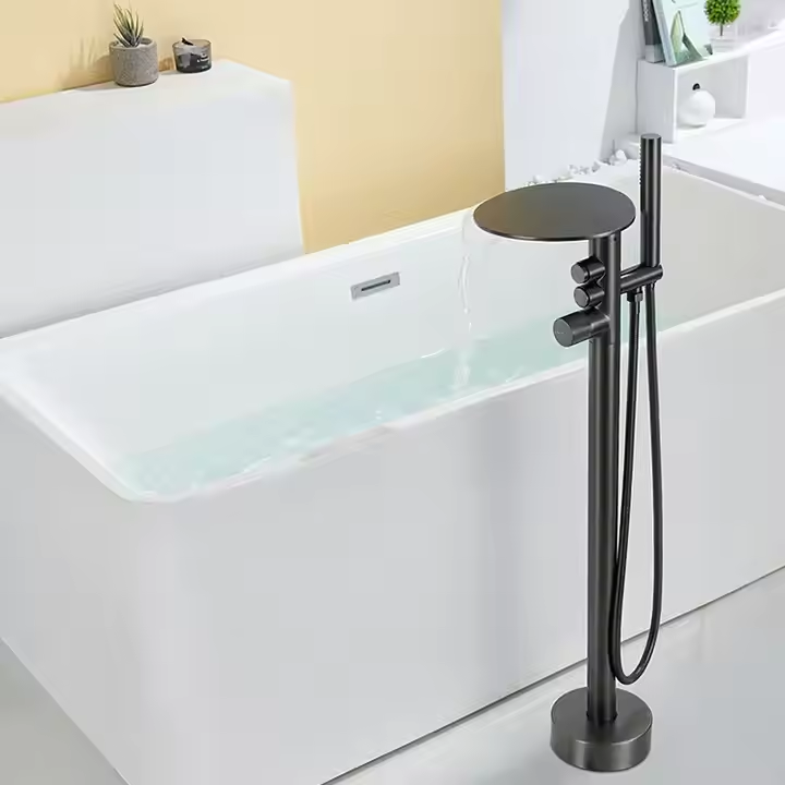 Floor Mounted Bathtub Filler Faucet Tap with Wand Handheld Shower