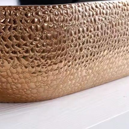 Modern Black & Gold Vessel Sink Chic Bathroom Upgrade with Textured Gold Exterior and Sleek Black Interior