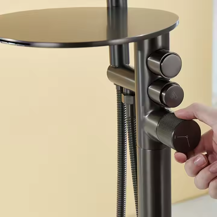 Floor Mounted Bathtub Filler Faucet Tap with Wand Handheld Shower