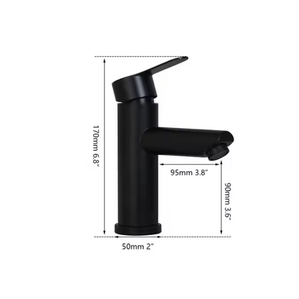 Modern Matte Black Single-Handle Bathroom Sink Faucet with Sleek Cylindrical Design, Corrosion-Resistant Finish, and Smooth Water Flow for Contemporary Spaces