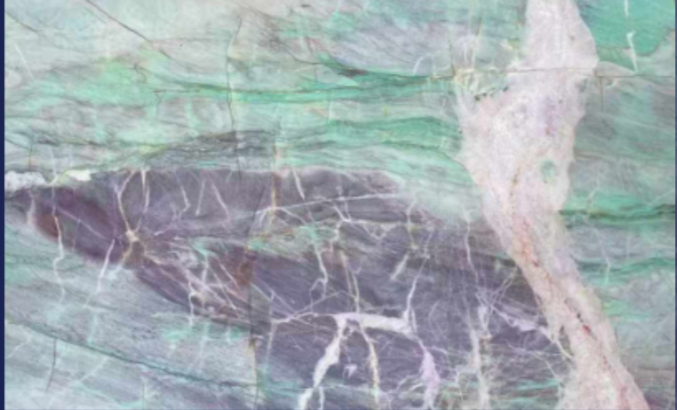 Elegant Natural Quartz Stone Slab – Stunning Green and Purple Veins for Luxurious Interiors, Countertops, Wall Cladding, and High-End Architectural Designs