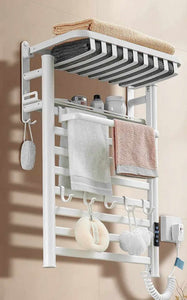 Wall Mounted Stainless Steel 304 Electric Heated Towel Rack with a Top Shelf