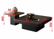 Cargar imagen en el visor de la galería, Modern Solid Wood Square Carved Textured Coffee Table Retro Style Living Room Small Household High and Low Combination Tea Table

