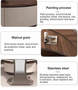 Light Luxury Modern Leaf Shaped Walnut Wooden Coffee Table for Living Room