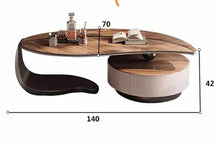Cargar imagen en el visor de la galería, Light Luxury Modern Leaf Shaped Walnut Wooden Coffee Table for Living Room
