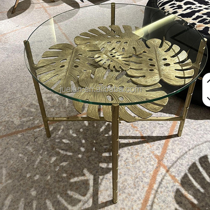 Modern Gold Frame Glass Coffee Table Set – Contemporary Living Room Center Table for Modern Interiors