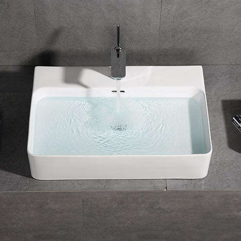 High Quality Table Top Hand Wash Sink Lavabo Rectangular Bathroom Sink Bowl White Ceramic Countertop Wash Basin