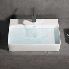 Cargar imagen en el visor de la galería, High Quality Table Top Hand Wash Sink Lavabo Rectangular Bathroom Sink Bowl White Ceramic Countertop Wash Basin
