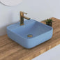 Modern Light Blue Square Porcelain Basin – Luxury Countertop Bathroom Sink for Home, Villa, and Hotel