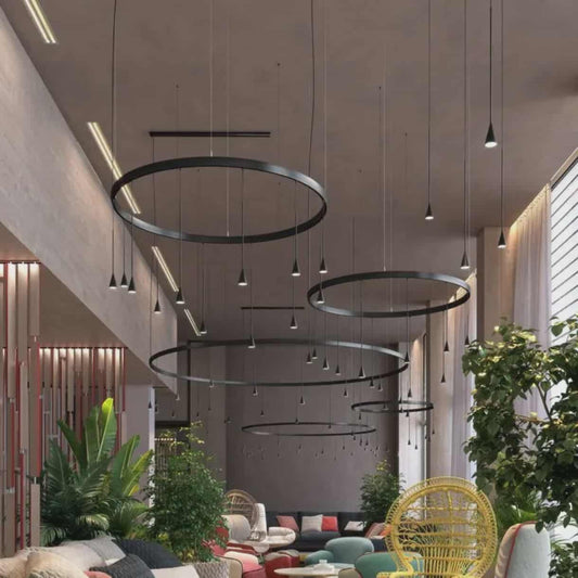 Modern Circle Multi-Light Pendant – Contemporary LED Hanging Chandelier for Living Rooms, Dining Areas & Offices