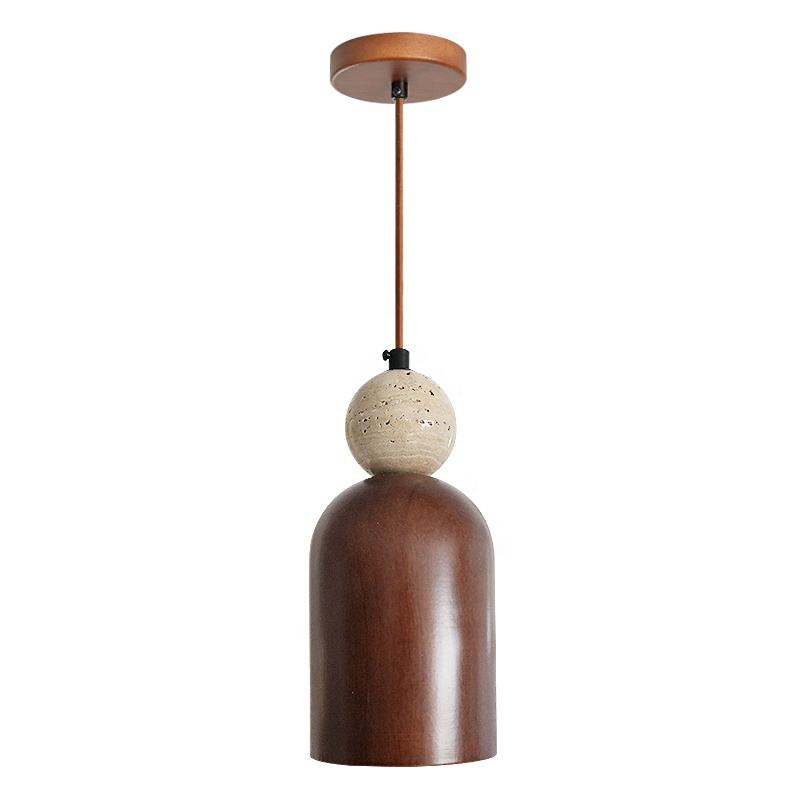 Pendant Light Cavity-Stone Bedroom Chandelier with Wood for Kitchen Island, Bar, and Dining Room – Middle Sized