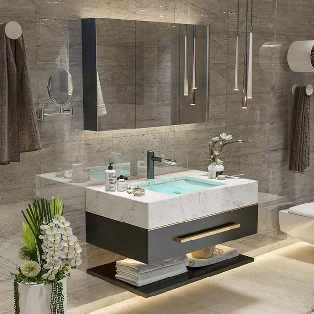 Smart Marble for Bathroom Vanity Cabinet Combination Basin Wash Table Mirror and Counter