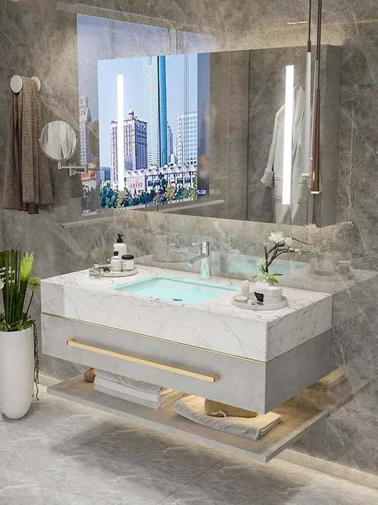 Smart Mirror Touch Screen Led Lighted Salon Wall Cabinet Led Makeup Medicine Floating Bathroom Cabinet With Mirror for Hotel