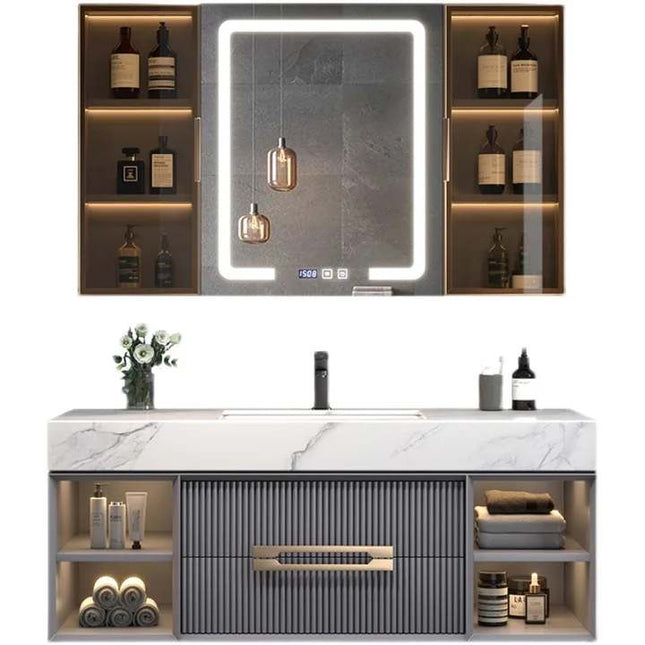 Modern LED Bathroom Vanity Set with Illuminated Mirror & Storage Cabinet