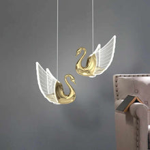 Charger l&#39;image dans la galerie, Gold Luxury Modern LED Linear Pendant Light Swan Electroplated Aluminum and Glass for Living Room Bedroom Decor for Hotel Use
