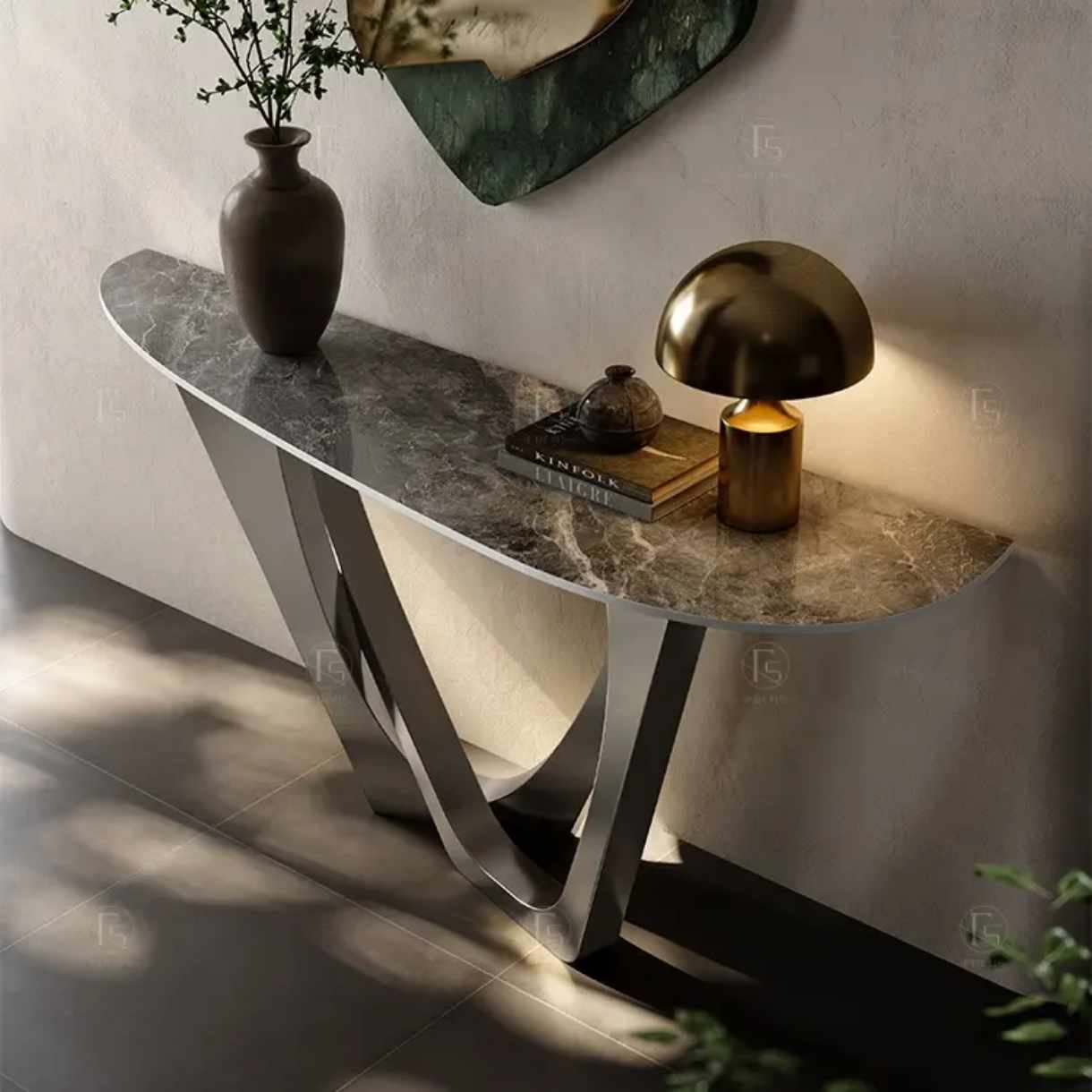 Furniture Italian Design Living Room Entrances Luxury Minimalist Stainless Steel Gold Console Table