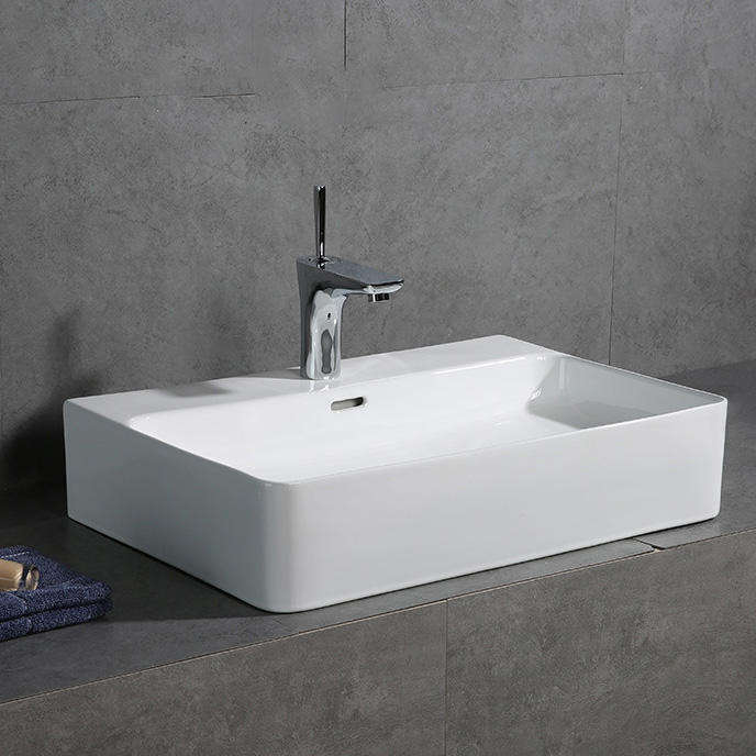High Quality Table Top Hand Wash Sink Lavabo Rectangular Bathroom Sink Bowl White Ceramic Countertop Wash Basin