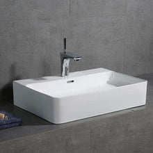 Cargar imagen en el visor de la galería, High Quality Table Top Hand Wash Sink Lavabo Rectangular Bathroom Sink Bowl White Ceramic Countertop Wash Basin
