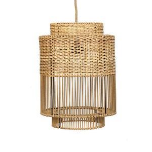 Boho Rattan Pendant Lampshade – Handcrafted Transparent Light Fixture with Scandinavian & French Style
