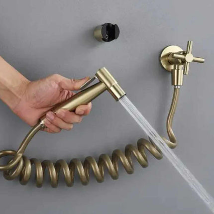 Bidet-Sprühpistolen-Set, verchromtes/gebürstetes, goldplattiertes Messinggehäuse, Badezimmer-WC-Wascharmatur